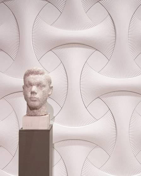 Erwin sculpture and wall